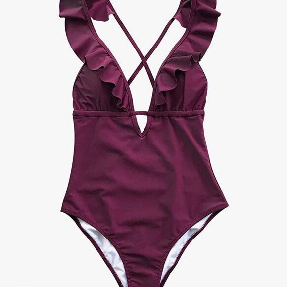 Strappy One-Piece Ruffled Monokini - Picture 1 of 8